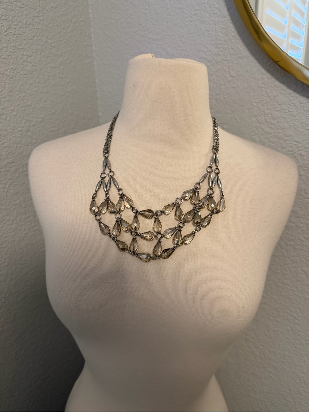 Vera Wang Silver-Tone Crystal Lattice Necklace